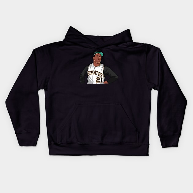 Roberto Clemente Kids Hoodie by liomal